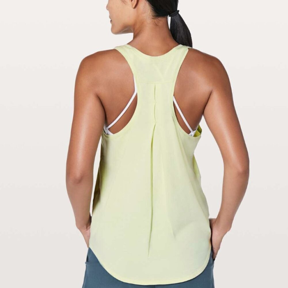 LULULEMON Dewy Yellow Love Tank Pleated Back Racerback Workout Tank Top Medium